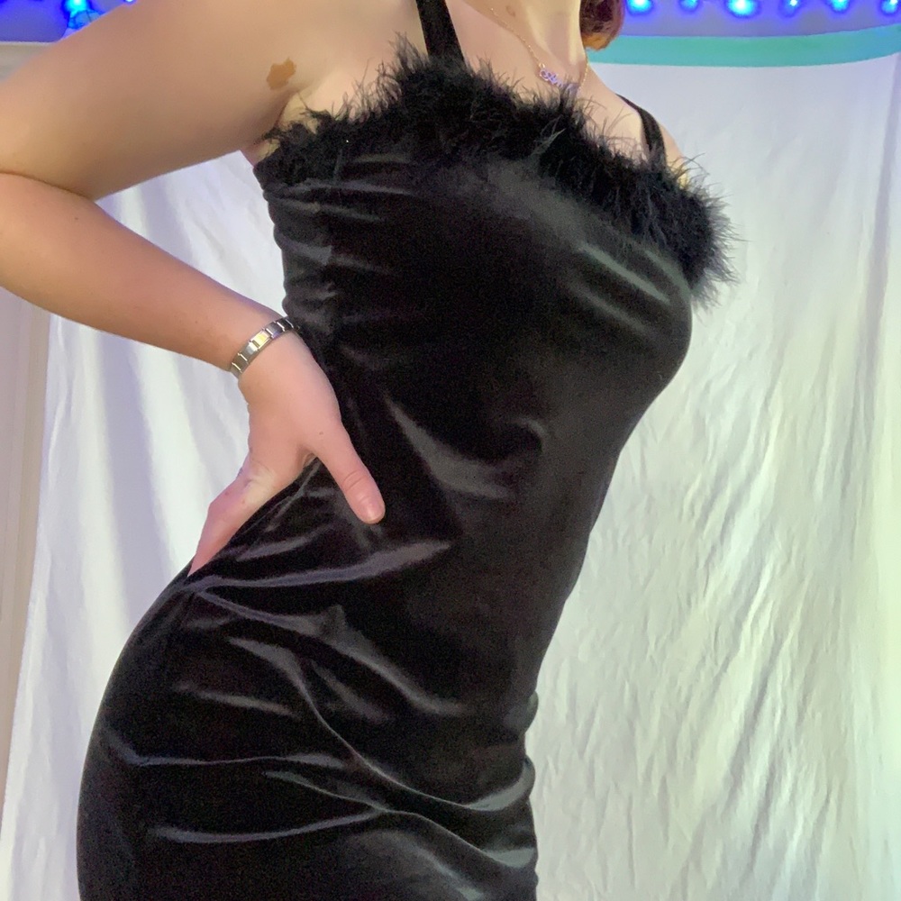Vintage style black velvet dress